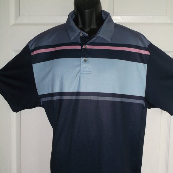 Pro Tour Coolplay Golf Polo Shirt ~ Men's XL ~ Blues with a Pink Stripe - Picture 5 of 7